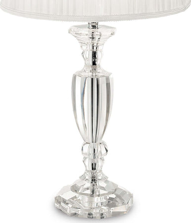 Abat-jour-classico-Ideal-Lux-KATE-3-TL1-ROUND-122878-E27-LED-cristallo-tessuto-lampada-tavolo