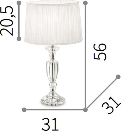 Abat-jour-classico-Ideal-Lux-KATE-3-TL1-ROUND-122878-E27-LED-cristallo-tessuto-lampada-tavolo