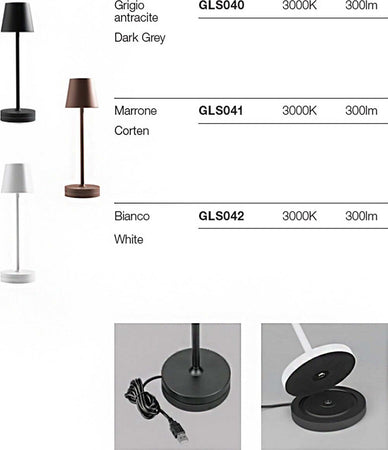 Abat-jour-esterno-batteria-Gea-Led-GLS040-300LM-IP54-antracite-lampada-tavolo-base-usb-touch