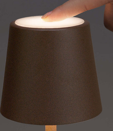 Abat-jour-esterno-batteria-Gea-Led-GLS041-300LM-IP54-marrone-lampada-tavolo-classica-base-usb-touch