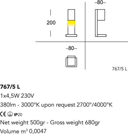 Abat-jour-moderna-Cattaneo-CUBICK-767-5L-4.5W-LED-lampada-tavolo-metacrilato-orientabile-monoemissione-20CM-380LM-3000°K-IP20
