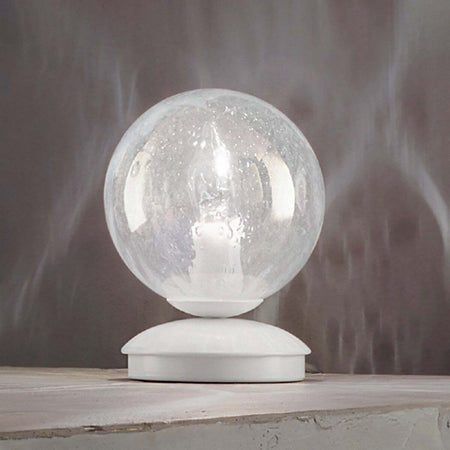 Abat-jour-moderna-Due-P-MOON-2708-LP-E14-LED-vetro-iridato-lampada-tavolo-sfera