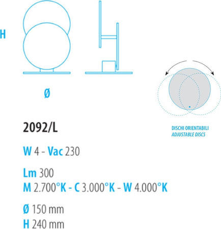 Abat-jour-moderna-Fratelli-Braga-NUVOLA-2092-L-LED-metacrilato-lampada-tavolo-orientabile