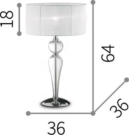 Abat-jour-moderna-Ideal-Lux-DUCHESSA-TL1-BIG-E27-LED-vetro-tessuto-lampada-tavolo