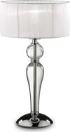 Abat-jour-moderna-Ideal-Lux-DUCHESSA-TL1-SMALL-E27-LED-vetro-tessuto-lampada-tavolo