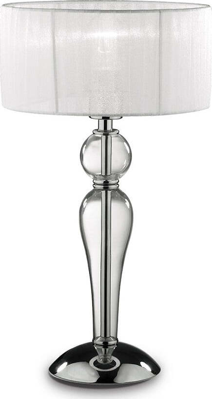 Abat-jour-moderna-Ideal-Lux-DUCHESSA-TL1-SMALL-E27-LED-vetro-tessuto-lampada-tavolo