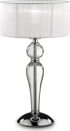Abat-jour-moderna-Ideal-Lux-DUCHESSA-TL1-SMALL-E27-LED-vetro-tessuto-lampada-tavolo