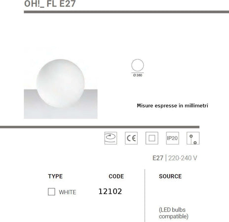 Abat-jour-moderna-Linea-Light-Group-OH-FL-E27-12102-LED-lampada-tavolo-terra-sfera-polietilene