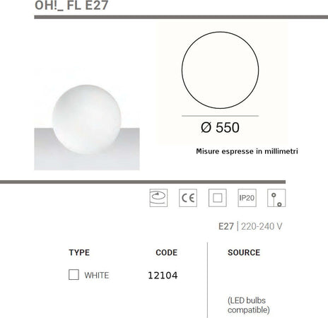 Abat-jour-moderna-Linea-Light-Group-OH-FL-E27-12104-LED-lampada-tavolo-terra-sfera-polietilene