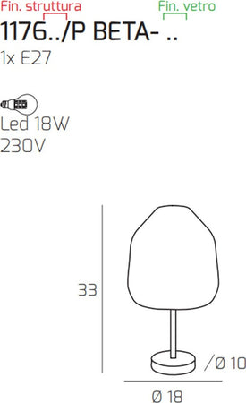 Abat-jour-moderna-Top-Light-DOUBLE-SKIN-1176BI-P-BETA-BL-E27-LED-vetro-lampada-tavolo