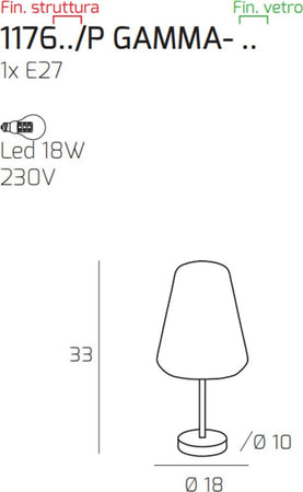 Abat-jour-moderna-Top-Light-DOUBLE-SKIN-1176CR-P-GAMMA-TR-E27-LED-vetro-lampada-tavolo