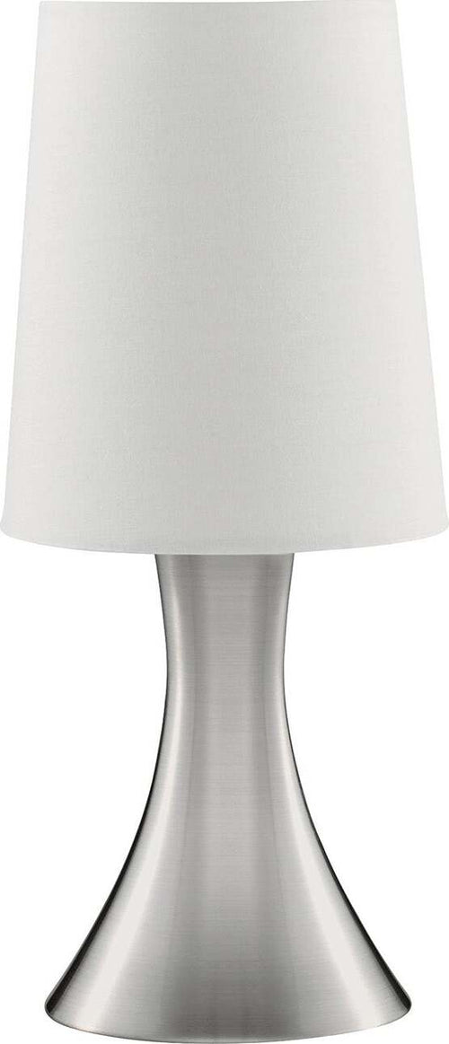 Abatjour-Contemporaneo-Tocco-Acciaio-Argento-Tessuto-Bianco-1-Luce-E14