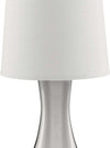 Abatjour-Contemporaneo-Tocco-Acciaio-Argento-Tessuto-Bianco-1-Luce-E14