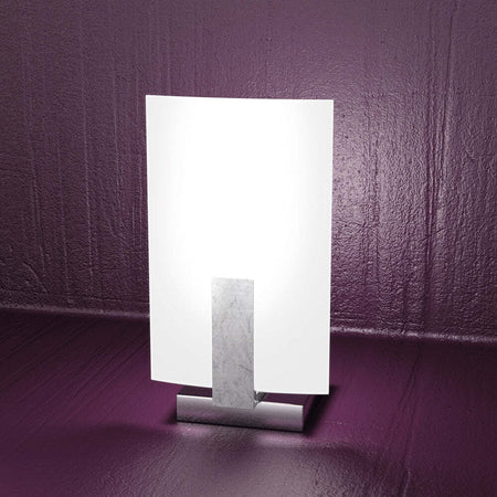 Abatjour-Contemporaneo-Wood-Metallo-Foglia-Argento-Vetro-Bianco-1-Luce-G9