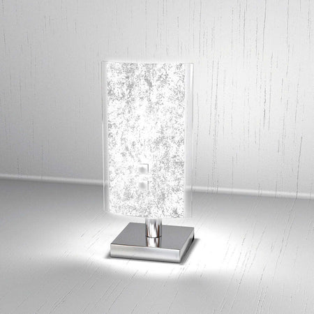 Abatjour-Moderno-Tray-Metallo-Bianco-Vetro-Foglia-Argento-1-Luce-G9