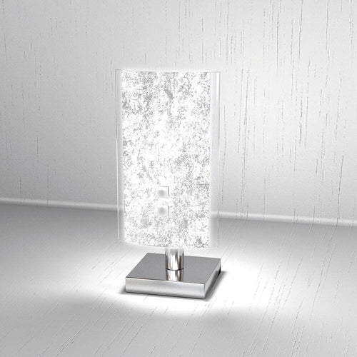 Abatjour-Moderno-Tray-Metallo-Bianco-Vetro-Foglia-Argento-1-Luce-G9