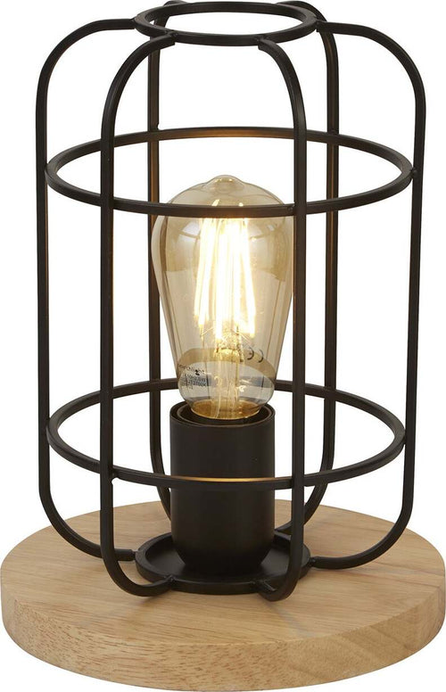 Abatjour-Rustico-Country-Visione-Acciaio-Nero-Marrone-1-Luce-E27