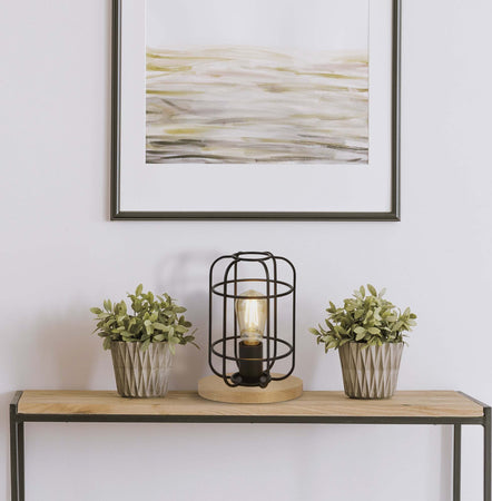 Abatjour-Rustico-Country-Visione-Acciaio-Nero-Marrone-1-Luce-E27