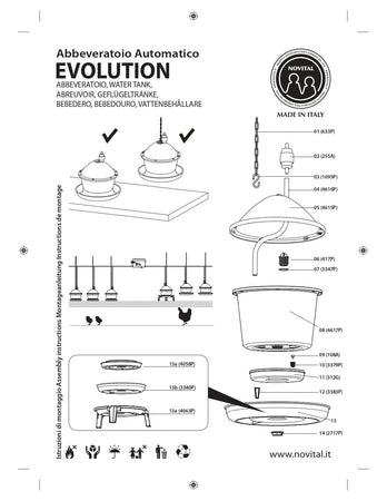 Abbeveratoio automatico per pollame a bassa pressione "Evolution"