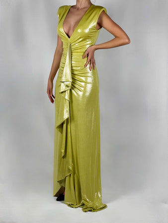 Abito-in-jersey-placcato-lime