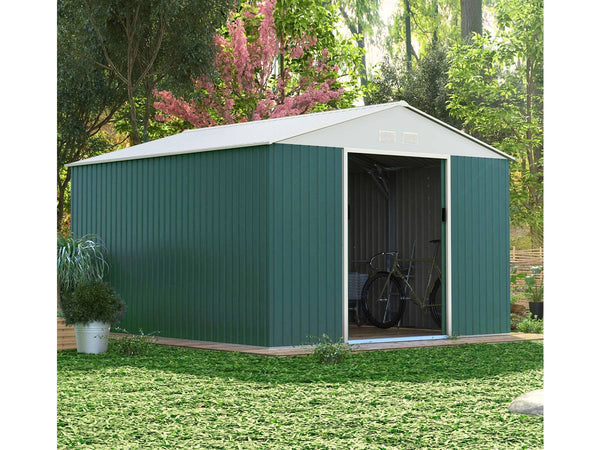 Ripostiglio in metallo verde e Beige deposito da giardino e veranda capanno per attrezzi