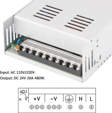 Ac 220v Dc 24v Alimentatore 20A 480W Stabilizzato Switching Trimmer Commercio Industria e Scienza/Impianti elettrici/Cablaggio e collegamenti/Alimentazione elettrica industriale Zencoccostore - Formia, Commerciovirtuoso.it