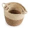 Set 3 cestini porta oggetti in fibra naturale vasi decorativi con manici