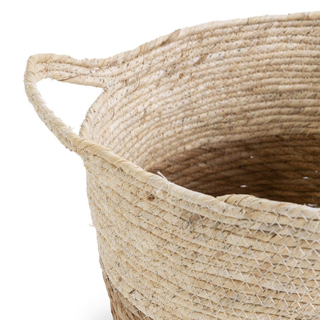 Set 3 cestini porta oggetti in fibra naturale vasi decorativi con manici