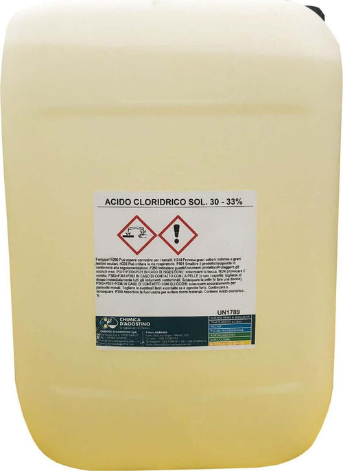 Acido cloridrico 30/33 % liquido corrosivo professionale per pulizia piscina Kg 25