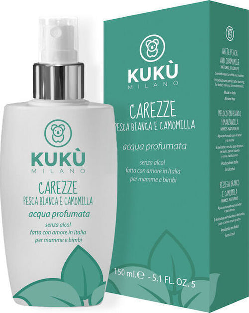 Acqua profumata Carezze naturale 150 ml Kuku Milano Pesca e camomilla Prima infanzia/Igiene e benessere/Prodotti per la cura delle pelle/Talco La Casa Del Bebè - Napoli, Commerciovirtuoso.it