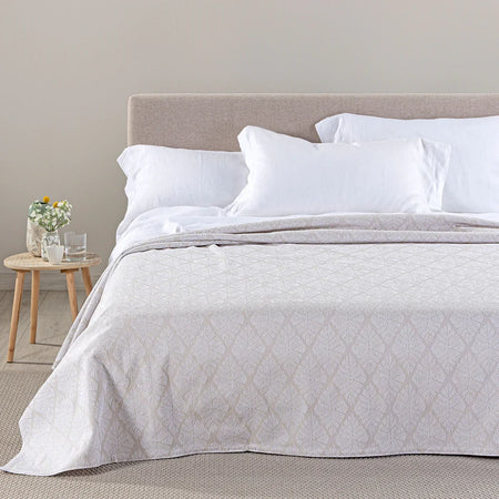 Copriletto Non Trapuntato In Raso Jacquard Acquamarina Matrimoniale - Caleffi
