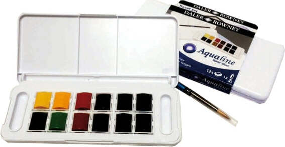 Acquerelli Acquafine Godet - colori assortiti - Daler Rowney - scatola in plastica 12 acquerelli + 1 pennello Giochi e giocattoli/Attività creative/Accessori per disegnare e colorare/Pittura/Acquarelli Eurocartuccia - Pavullo, Commerciovirtuoso.it