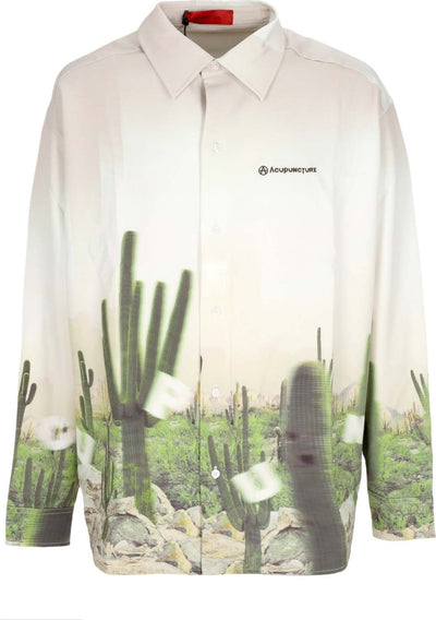 ACUPUNCTURE-Camicia-Manica-Lunga-Uomo-Cactus-Shirt-Brown-da-uomo