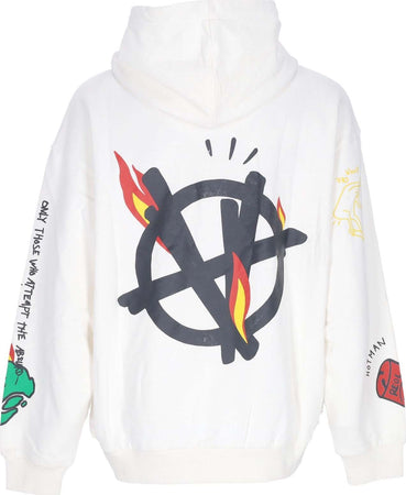 ACUPUNCTURE-Felpa-Leggera-Cappuccio-Uomo-Flamed-Logo-Hoodie-White-da-uomo