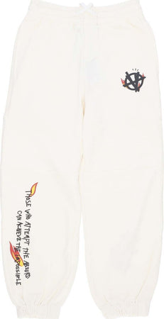 ACUPUNCTURE-Pantalone-Tuta-Leggero-Uomo-Flamed-Logo-Pants-White-da-uomo