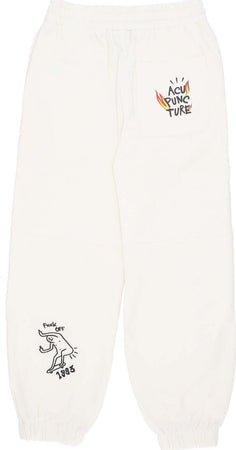 ACUPUNCTURE-Pantalone-Tuta-Leggero-Uomo-Flamed-Logo-Pants-White-da-uomo