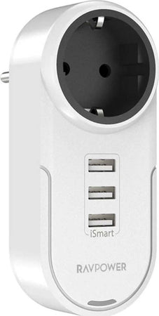 Adattatore 230V 16A con Presa Schuko 3 ingressi USB 3,4A Totale 5V da Parete