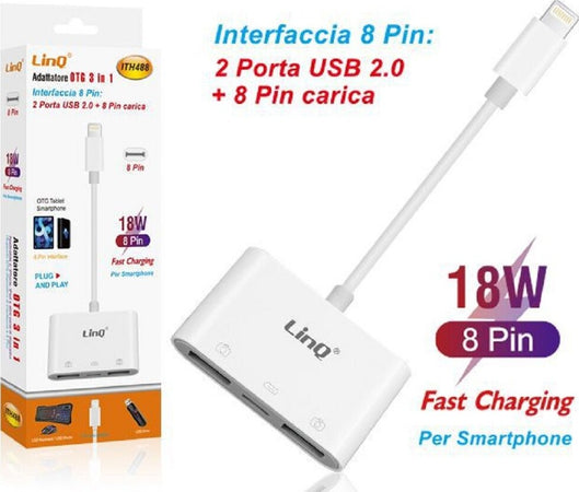 Adattatore 8 Pin Lettore Schede Memoria Otg 3in1 Lightning + 2 Usb Femmina Ith488 Elettronica/Cellulari e accessori/Accessori/Cavi e adattatori/Cavi Lightning Trade Shop italia - Napoli, Commerciovirtuoso.it