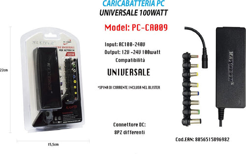 Adattatore Alimentazione Caricabatteria Universale Pc 100w Notebook Maxtech Pc-ca009 Informatica e Videogiochi > Accessori PC > Alimentatori Notebook Trade Shop italia - Napoli, Commerciovirtuoso.it