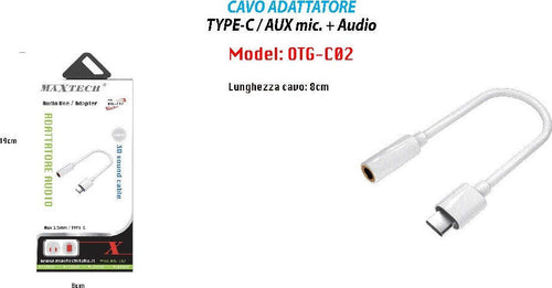 Adattatore Cavo Audio Type-c Aux 3,5mm Microfono Per Cuffie Maxtech Otg-c02 Cavi Smartphone Trade Shop italia - Napoli, Commerciovirtuoso.it