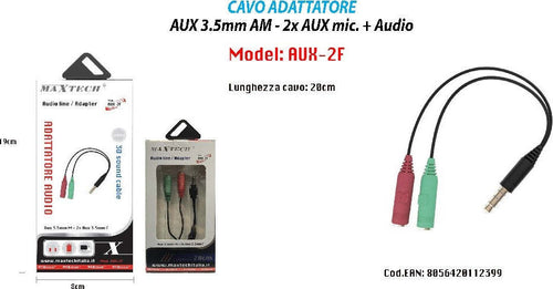 Adattatore Cavo Aux 3.5mm Maschio A 2x Aux Microfono Femmina Audio Maxtech Aux-2f Elettronica/Informatica/Accessori/Adattatori/Adattatori maschio/femmina Trade Shop italia - Napoli, Commerciovirtuoso.it