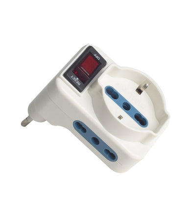 Adattatore Con Interruttore Spina 10a 2 Bipasso 10/16a 1 Presa Universale 10/16a 83055n