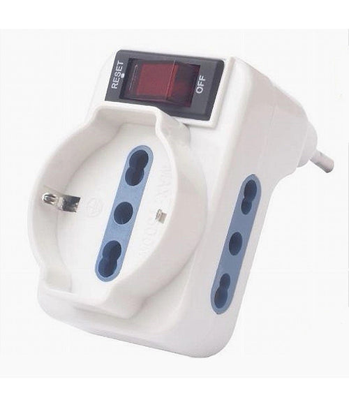 Adattatore Con Interruttore Spina 10a 2 Bipasso 10/16a 1 Presa Universale 10/16a 83055n
