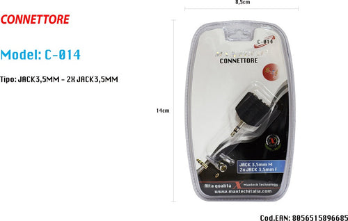 Adattatore Connettore Cavo Jack 3.5 Audio Stereo Cuffie Ipod Mp3 Maxtech C-014 Elettronica/Home Audio e Hi-Fi/Accessori/Cavi/Cavi Stereo Jack Trade Shop italia - Napoli, Commerciovirtuoso.it
