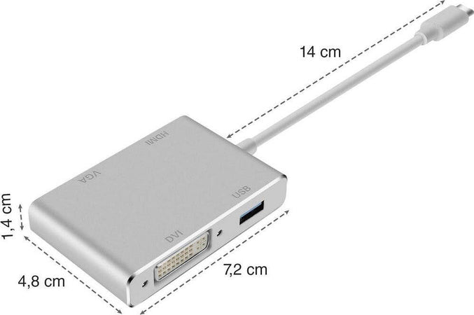 Adattatore Convertitore Audio Video 4in1 Da Type-c A Vga Hdmi Dvi Usb3.0 Tpc-444 Elettronica/Informatica/Accessori/USB Hub Trade Shop italia - Napoli, Commerciovirtuoso.it