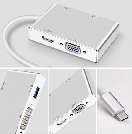 Adattatore Convertitore Audio Video 4in1 Da Type-c A Vga Hdmi Dvi Usb3.0 Tpc-444 Elettronica/Informatica/Accessori/USB Hub Trade Shop italia - Napoli, Commerciovirtuoso.it