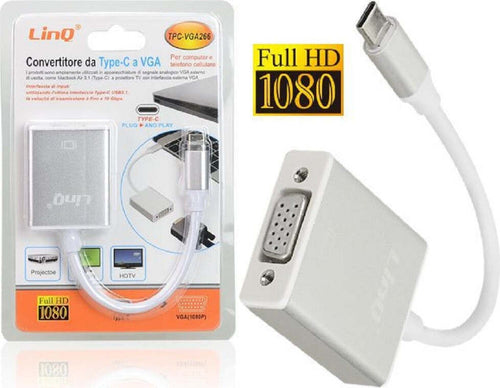 Adattatore Convertitore Da Type-c A Vga Per Pc Smartphone Full Hd 1080 Tpc-vga266 Elettronica/Informatica/Accessori/Cavi e accessori/Cavi/Cavi VGA Trade Shop italia - Napoli, Commerciovirtuoso.it