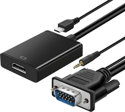 Adattatore Convertitore da VGA Maschio a HDMI Femmina con Adattatore Audio 1080P per PC Laptop a proiettore HDTV