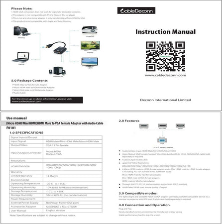 ADATTATORE CONVERTITORE HDMI A VGA 3 IN 1 CON AUDIO A MINI MICRO CAVO HDMI Elettronica/Informatica/Accessori/Cavi e accessori/Cavi/Cavi HDMI Trade Shop italia - Napoli, Commerciovirtuoso.it