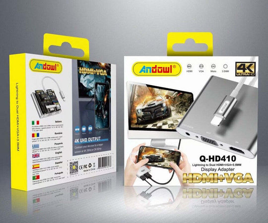 Adattatore Display Av Da Lightning A Doppio Hdmi Vga Jack Audio 3,5 Mm Q-hd410 Elettronica/Home Cinema TV e video/Accessori/Cavi/Cavi HDMI Trade Shop italia - Napoli, Commerciovirtuoso.it